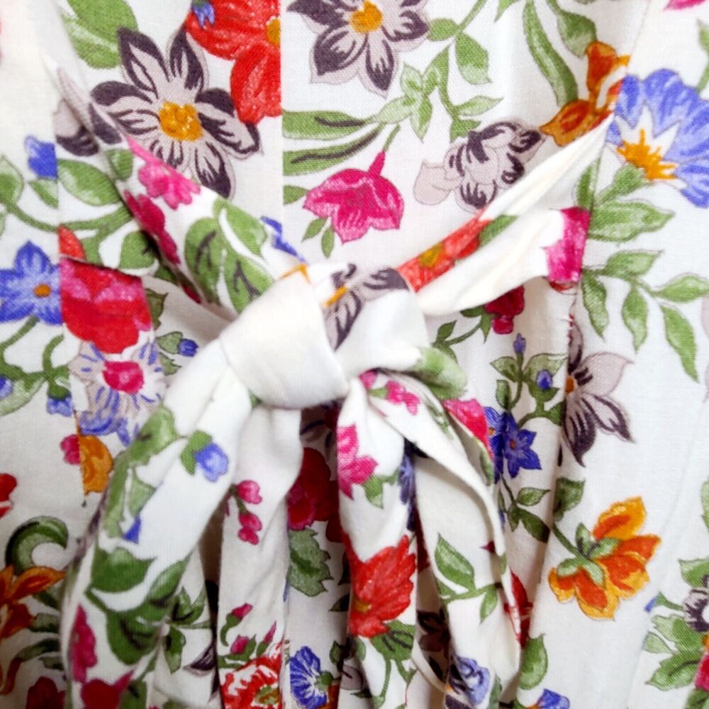 Vintage Jonathan Martin Womens SZ 11/12 White Floral Romper Shorts w Tags Button - Picture 6 of 8